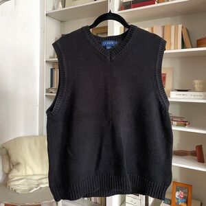 100% COTTON J. Crew V-Neck Black Sweater Vest